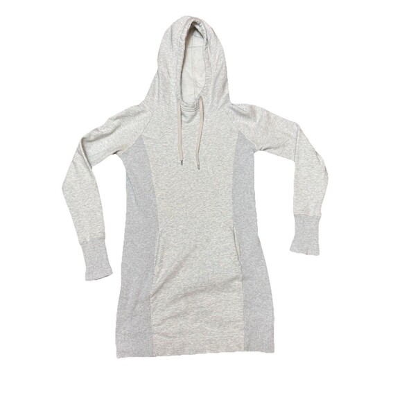 Athleta Sweatshirt Hooded Dress Kangaroo Pocket Tunic Light Grey GUC XS - Picture 5 of 6
